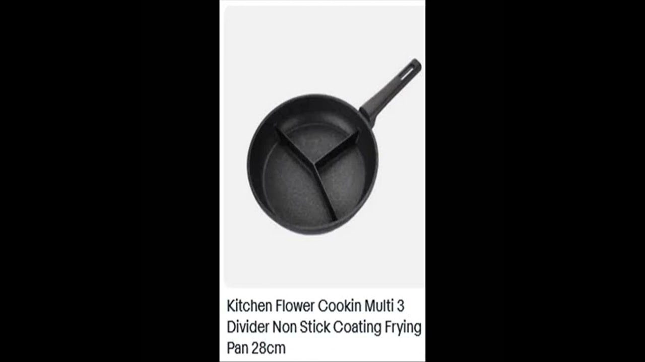 Kitchen Flower Cookin Multi 3 Divider Non Stick Coating Frying Pan 28cm