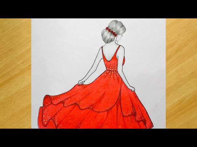 Barbie Drawing: How to Draw a Fashion Girl with Beautiful Dress