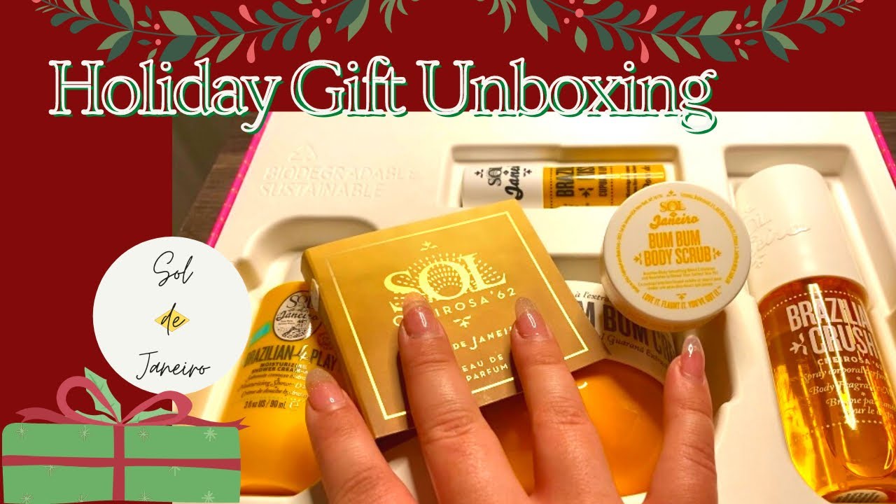ASMR Holiday Gift Set Unboxing Sol de Janeiro Wild Extravaganza Brazilian Bum Bum Cream 🎁