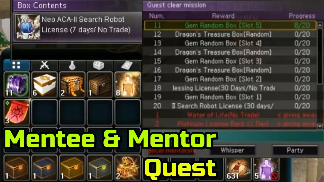 Quest Reward Mentee & Mentor (Lv. 1 - 159) | Atlantica Online