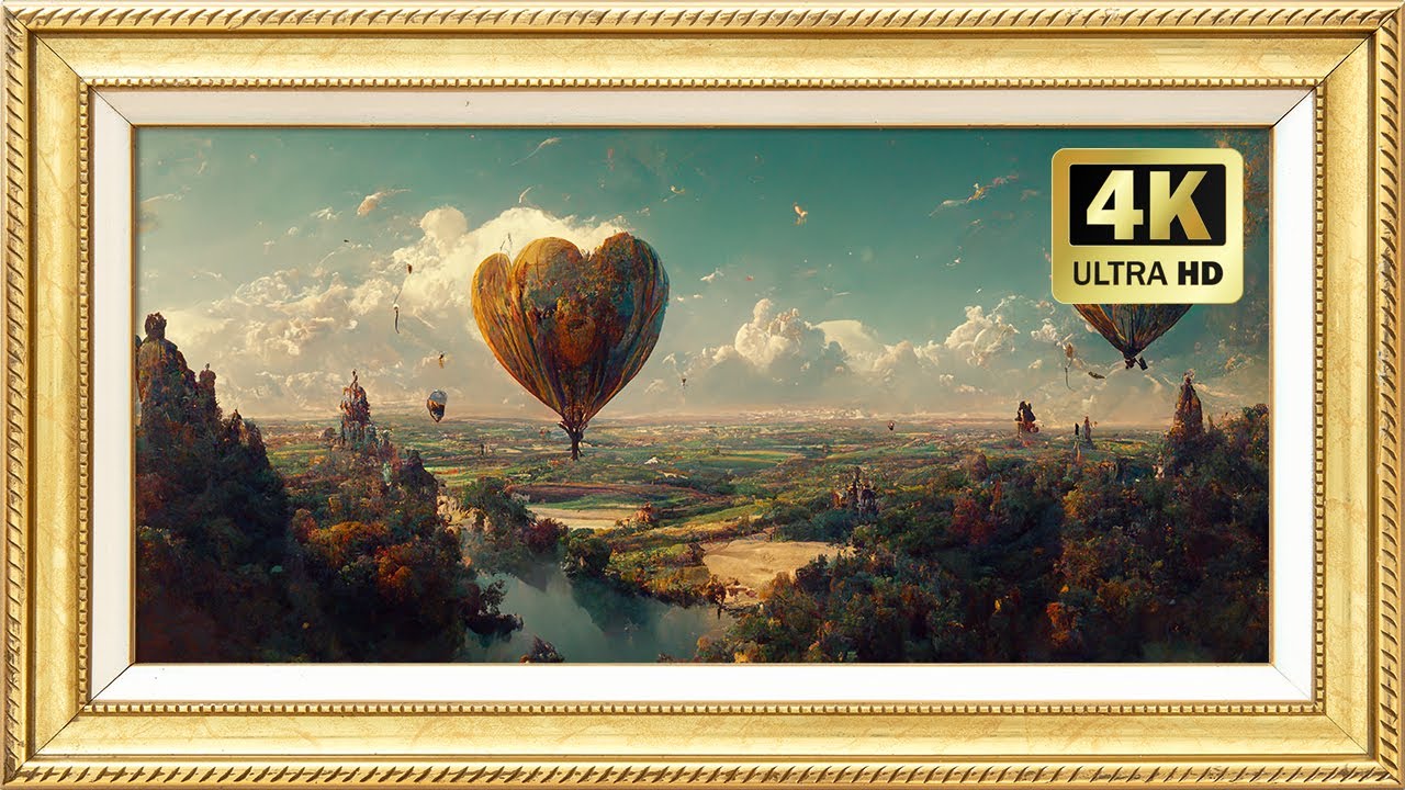 Romantic Heart Hot Air Balloon Scenery | 4K Ultra HD Luxury Wall Art