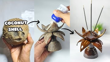 How to Make a Coconut Shell Agarbatti Stand🥥 | Easy DIY Craft | Handmade Incense Holder | Diy