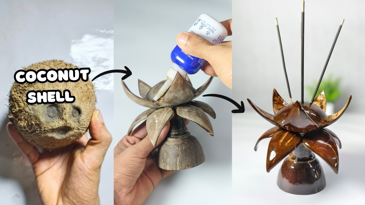 How to Make a Coconut Shell Agarbatti Stand🥥 | Easy DIY Craft | Handmade Incense Holder | Diy