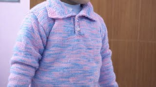 वूलन कुर्ती में कॉलर वाला गला । Knitting Collor Neck In Woolen Kurti