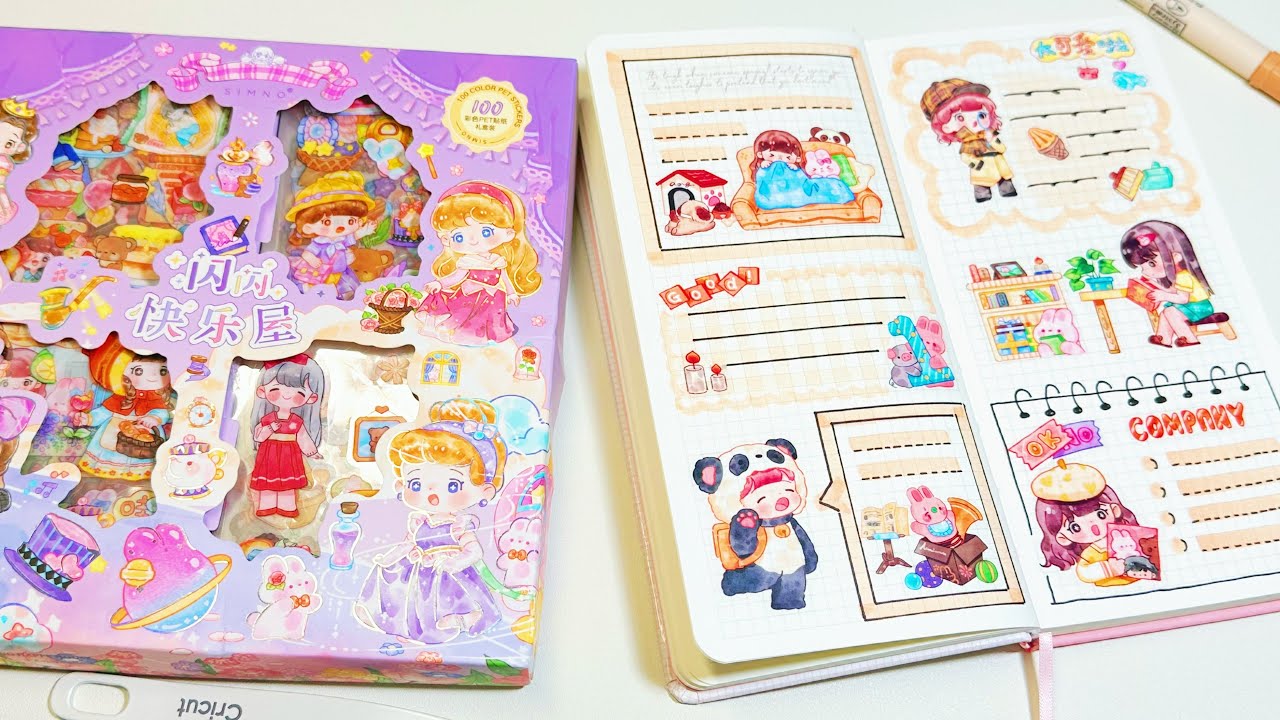 stickers journaling 🎁unboxing cute kawaii sticker🌈 Immersive ASMR ...