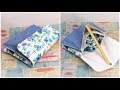 簡単　ポーチ作り方　初心者向き 蓋付き３ポケットポーチ　How to make a pouch with three pockets