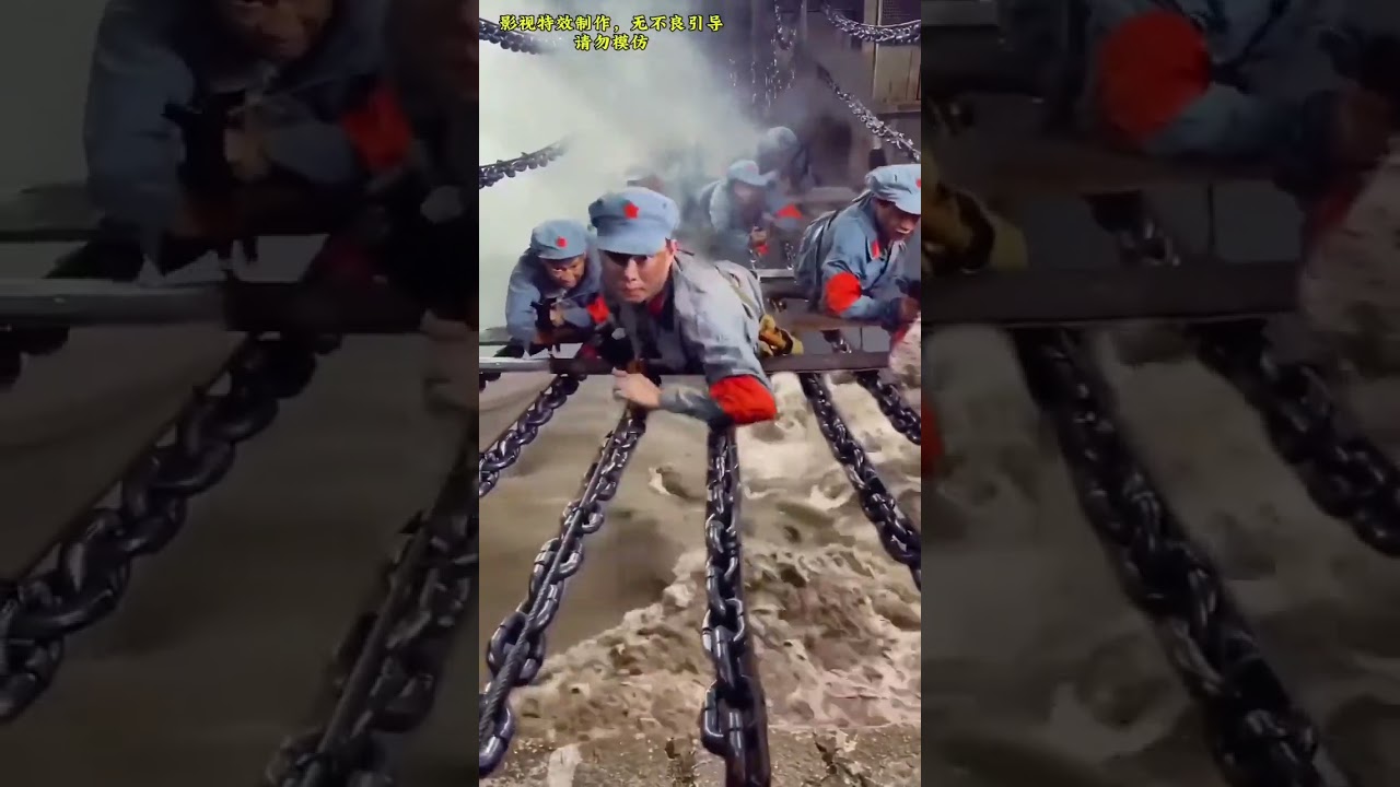 Flying over Luding Bridge classic film and television clips recall that era really admire the re