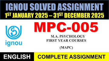 MPC 005 Solved Assignment 2025-26 || mpc-005 solved assignment in English || Jan 2025 to Dec 2025