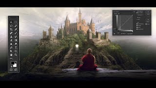 Fantasy Landscape - Photoshop Tutorial !! Manipulation effect !! Matte Painting