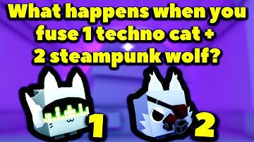 What happens when you fuse 1 techno cat and 2 steampunk wolf? (Roblox Pet Simulator X - Steampunk)