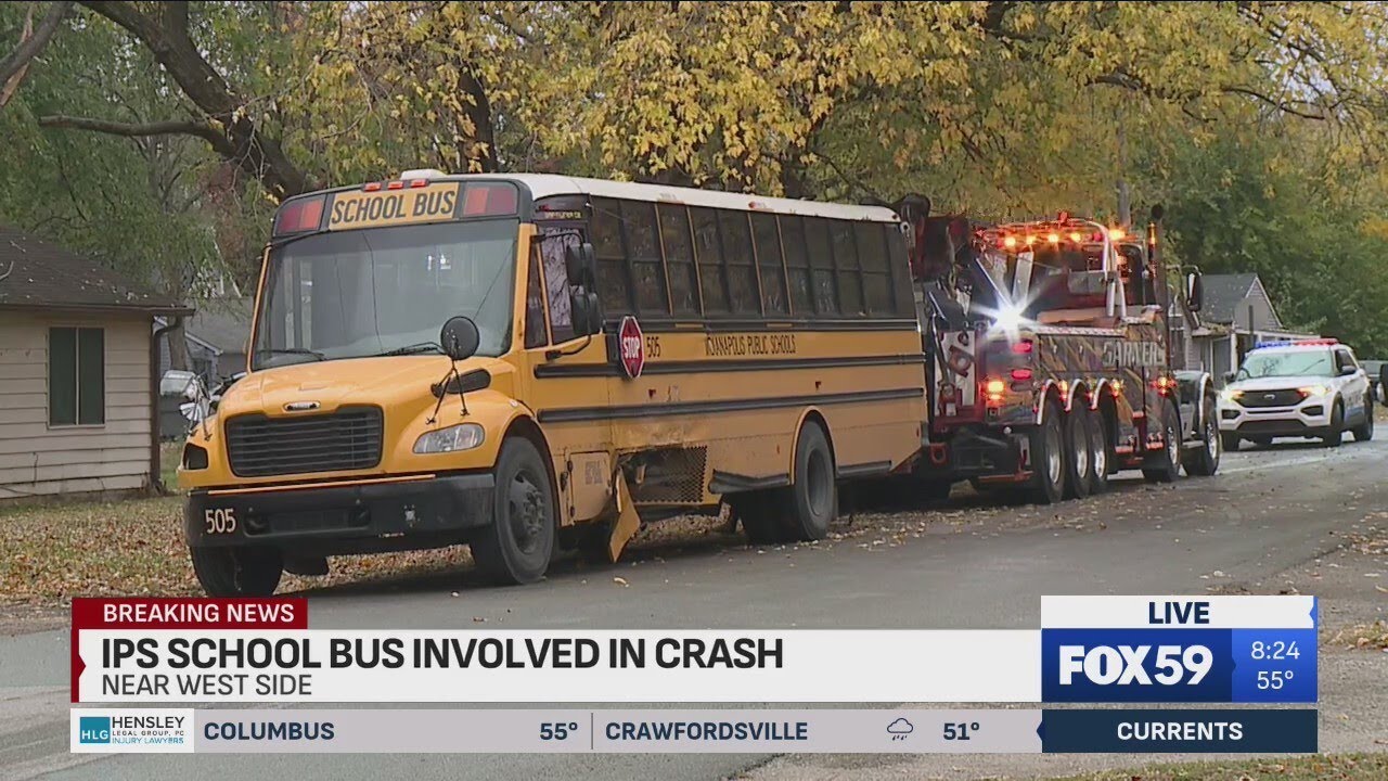 IPS school bus involved in crash on near west side - YouTube