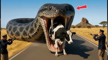 Brave heroes rescue a poor cow and her calf from a deadly giant mutant python 🐍