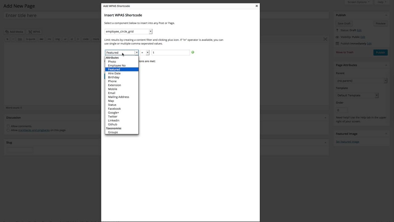 Using WPAS Visual Shortcode Builder
