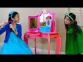 Emma & Wendy Pretend Play with Cute Pink Princess Makeup Vanity Play Table Girls Toy