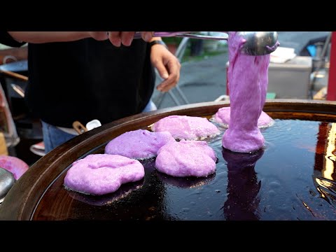 營養豐富的山藥紅薯球.紅薯餅 表皮酥酥甜而不膩/Yam Sweet Potato Balls/台灣街邊美食-Taiwanese street food/傳統的美味-traditional food