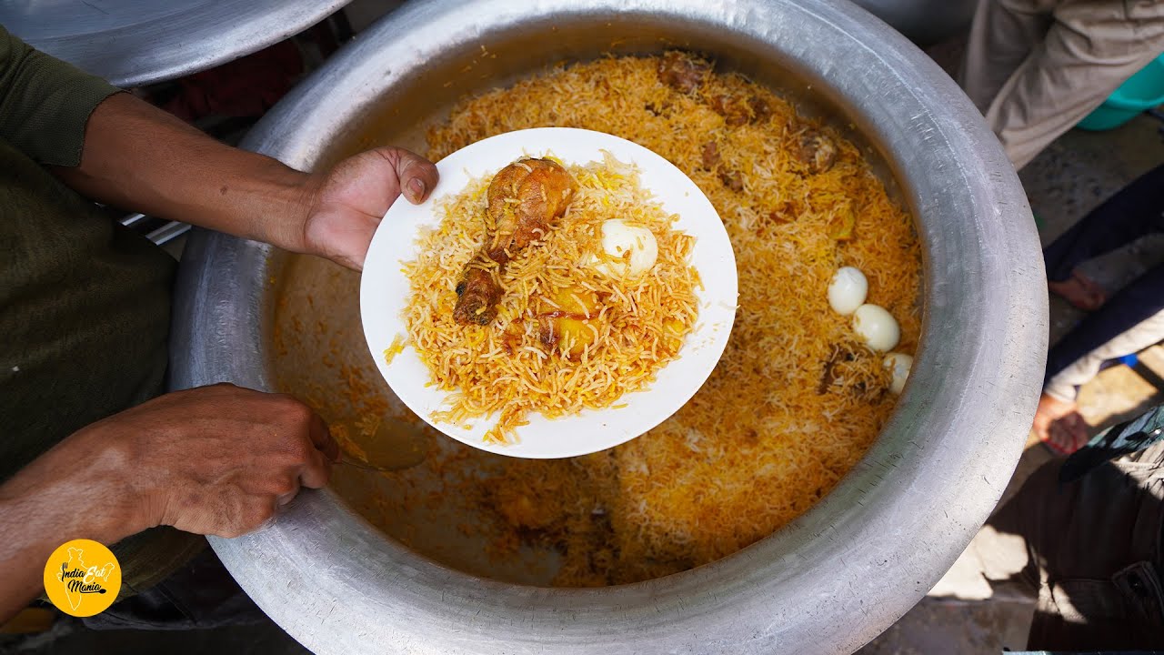 100 Kg Kolkata Chicken Biryani Making In Patna Rs. 100/- Only l Bihar Street Food | INDIA EAT MANIA