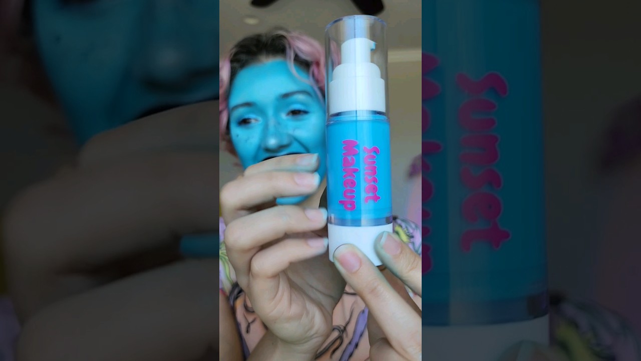 ⁣Blue Foundation?? 👀🧿🦋💙 asmr trying viral colorful foundation #asmr #makeup #beauty