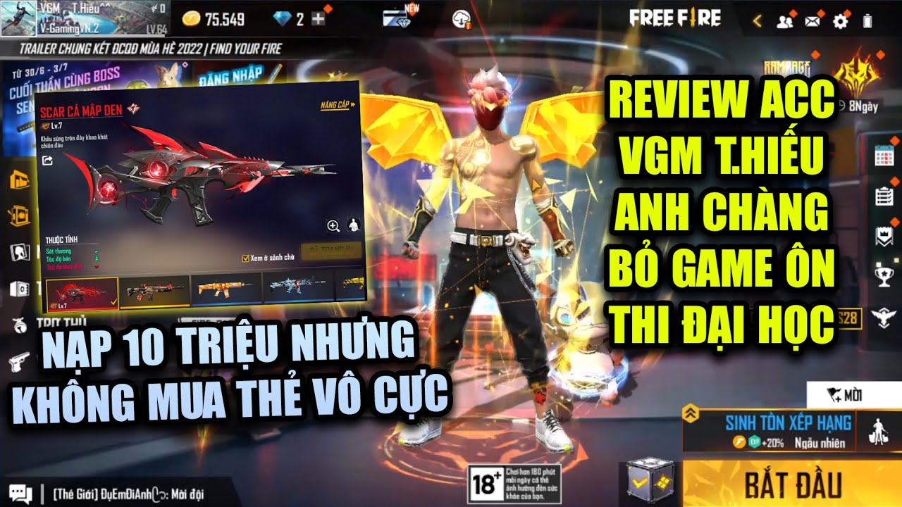 Free Fire | Review Acc VGM T.Hiếu Anh Chàng Bỏ Game Ôn Thi Đại Học Nạp 10 Củ Nhưng Chê Thẻ Vô Cực