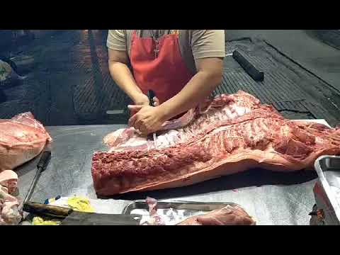 Knife skills everyday routine PORK half DEBONING cutting and sell #pork #knifeskills