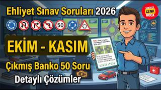 Ehliyet Sınav Soruları 2026 Ekim - Kasım Çıkmış Sorular
