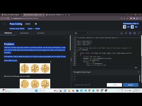 Pizza cutting || codechef || contest || solutions || starter 104