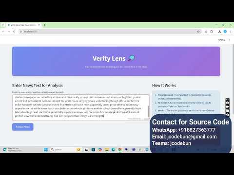 AI-Based Fake News Detection Project Demo | Python, NLP, BERT, Machine Learning