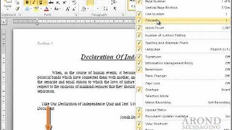 Using Word 2010 - Customize the Status Bar