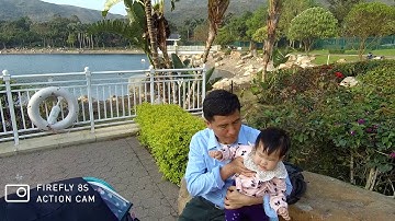 Playing on the park under sunset Hawkeye Firefly 8S action cam