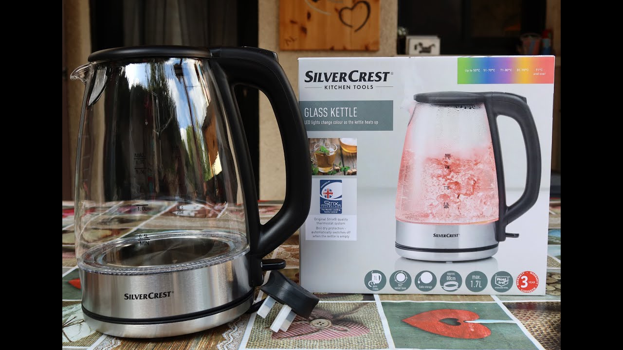 Silvercrest Glass Kettle SWGF 3000 C1 Lidl 2023, the colour changes with  the water temperature - YouTube