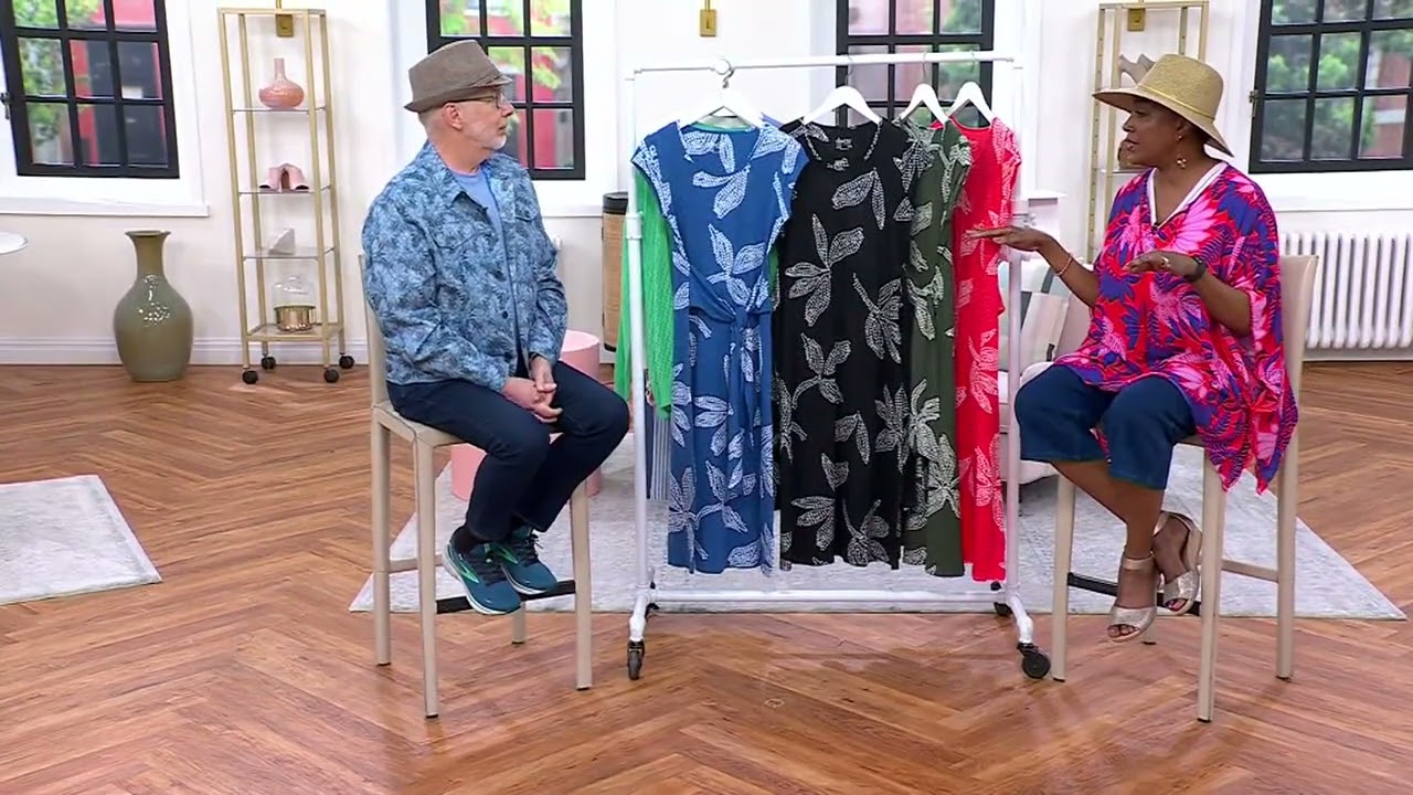 Denim & Co. Linen Blend Tie Waist Scoop Neck Midi Dress on QVC