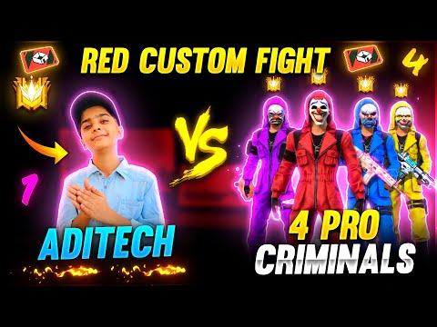 4 Pro Criminal Bundles Vs Aditech ❤️🤯  Advance ( Red ) Custom Room Fight  Garena Free Fire