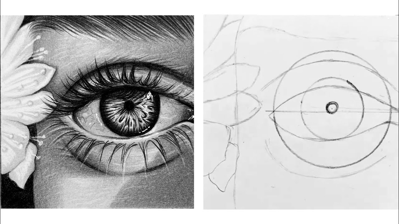 آموزش سیاه قلم:طراحی چشم و ابرو هایپررئال با مداد سیاه
