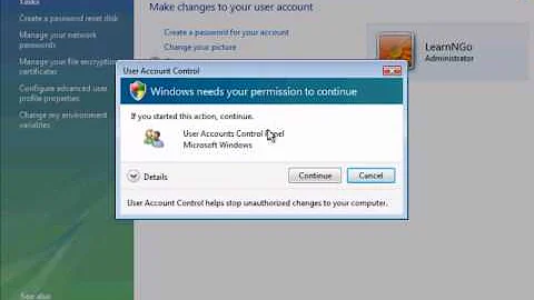 Disable User Account Control in Windows Vista - LearnNGo