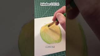 Inktober day 1: Apple. The sticker and outlining took things too far… #inktober #watercolorpainting