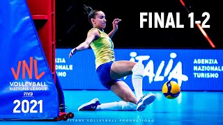 Best Womens Volleyball Actions - FINAL 1-2 | Brazil vs USA | VNL 2021