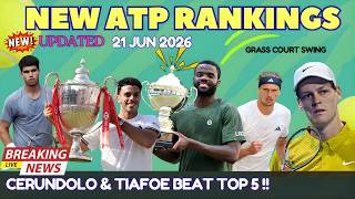 NEW ATP Rankings SHOCK! Tiafoe Wins Halle, Cerúndolo Wins London | Fritz Rises, Alcaraz Falls