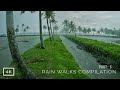 3 hours of walking in rain in the greenish landscapes of south india  relaxing rain sounds asmr