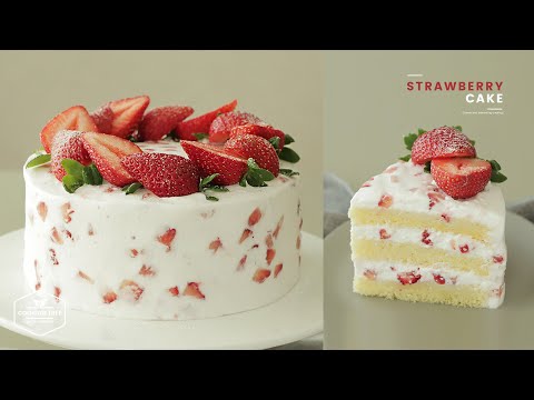 딸기가-콕콕~🍓-딸기-생크림-케이크-만들기-:-strawberry-cake-recipe---cooking-tree-쿠킹트리*cooking-asmr