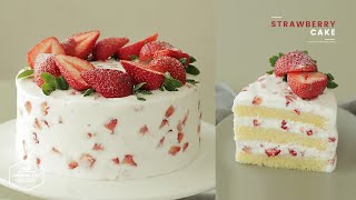 딸기가 콕콕~ 딸기 생크림 케이크 만들기 : Strawberry cake Recipe - Cooking tree 쿠킹트리*Cooking ASMR