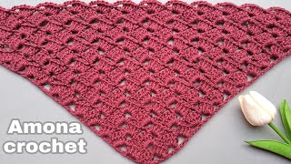 شال مثلث كروشية بأسهل وأسرع غرزة للمبتدئين Super Easy crochet triangle shawl