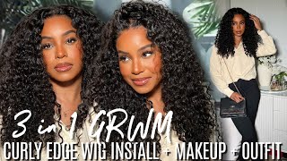 3 in 1 GRWM: lets catch up! *new* curly edge wig install + makeup + outfit|OMGHERHAIR X ALWAYSAMEERA screenshot 4
