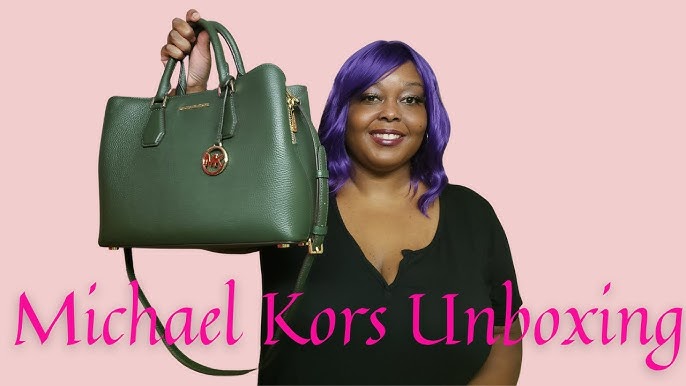 UNBOXING~Michael Kors CAMILLE Small Pebbled Leather Satchel (Black/Gold) -  YouTube