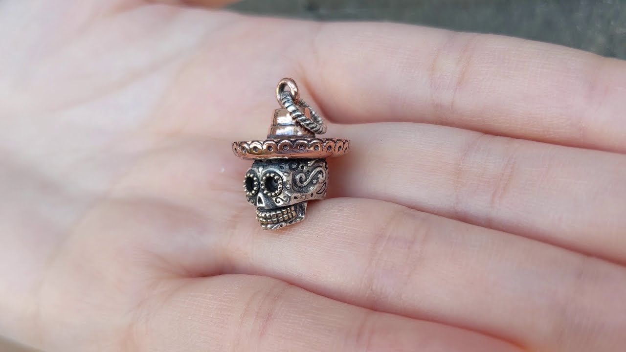 Cowboy Mexican Sugar Skull Pendant