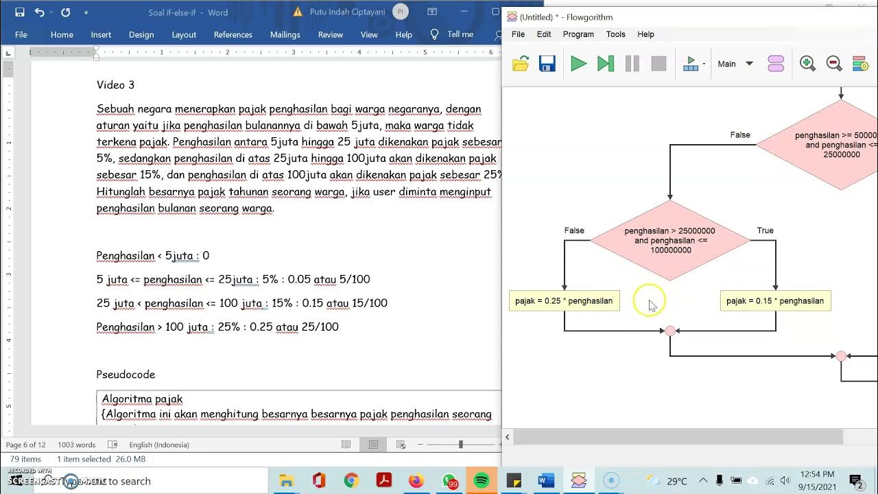 17. Algoritma Penentuan Pajak (if-else if) Menggunakan Flowchart dengan ...