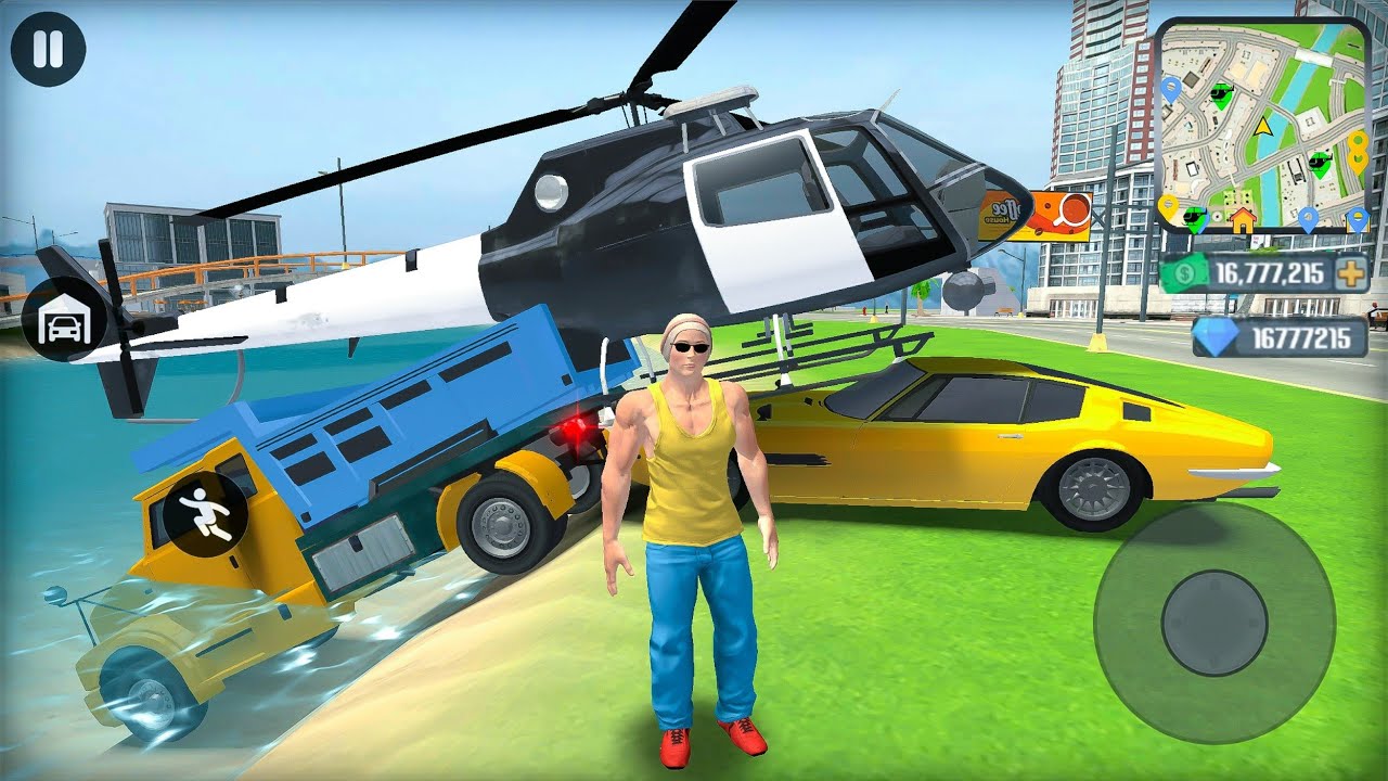 Police Helicopter Transport Truck and Muscle Car Big Open City Simulator - Android Gameplay.