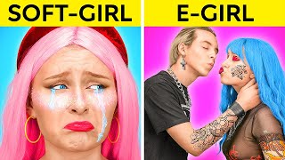 FROM NERD TO POPULAR || Soft Girl VS E-girl! Funny School Makeover By 123 GO! TRENDS screenshot 2