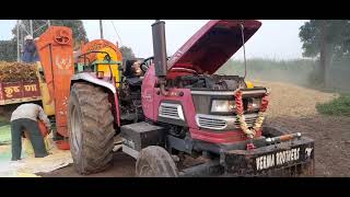 jangeer thresher on Mahindra Arjun 605 on threshing soyabean