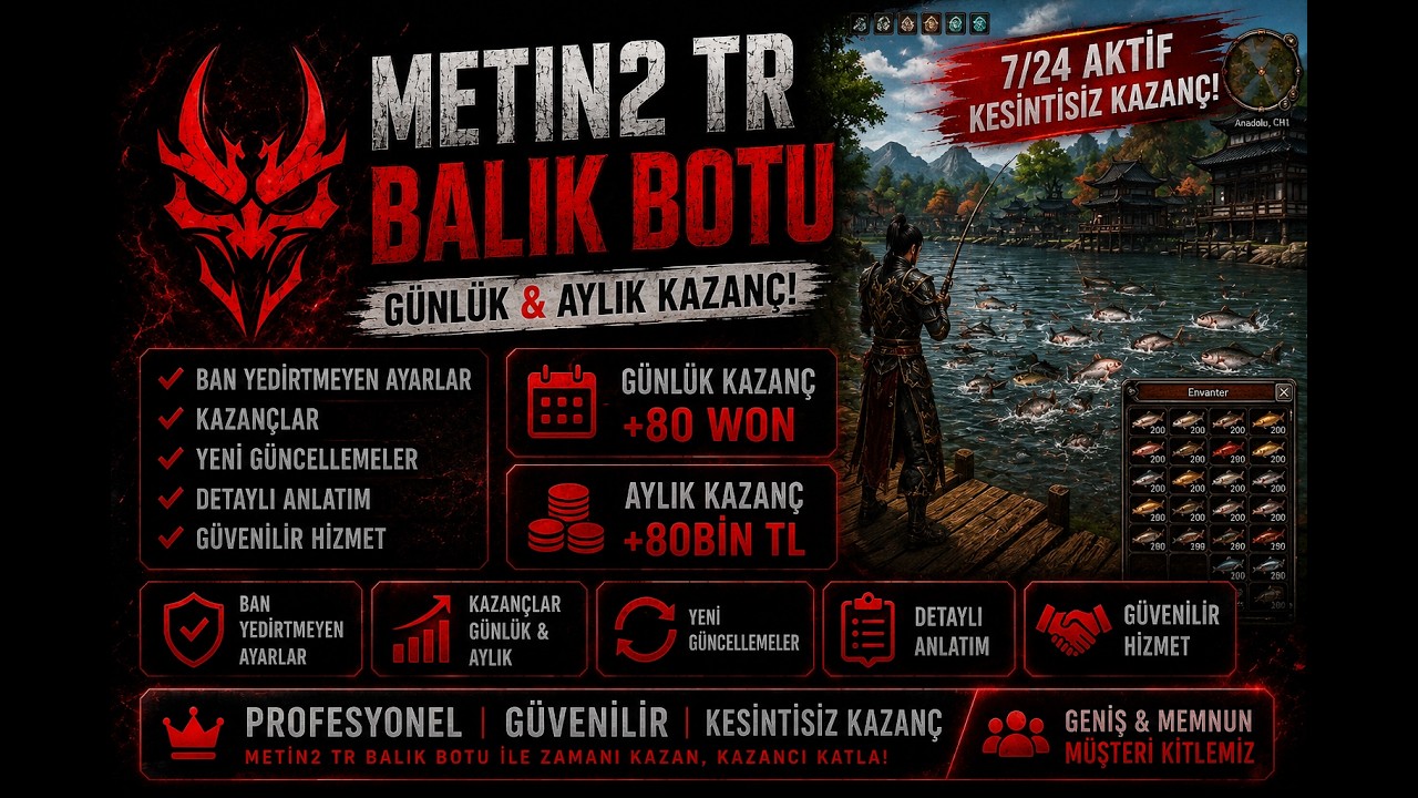 Metin2 TR Balık Botu Nasıl Ban Yemez? | Tüm Ayarlar ve Güncellemeler! | +800 MÜŞTERİ | Byte Software