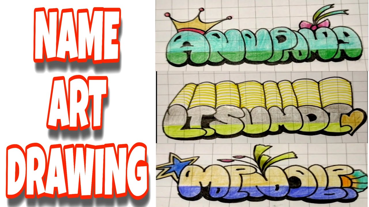 Name Design Using Objects How to draw design a name😯😯 - YouTube