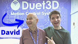 3D printer input shaping with the energetic David Crocker at the Duet3D booth at formnext